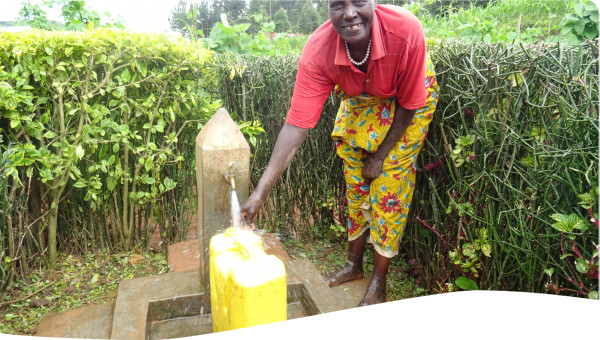 Fetching water from a tap her home