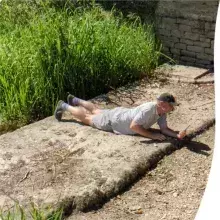 Mike in the dry bed of the upper River Thames